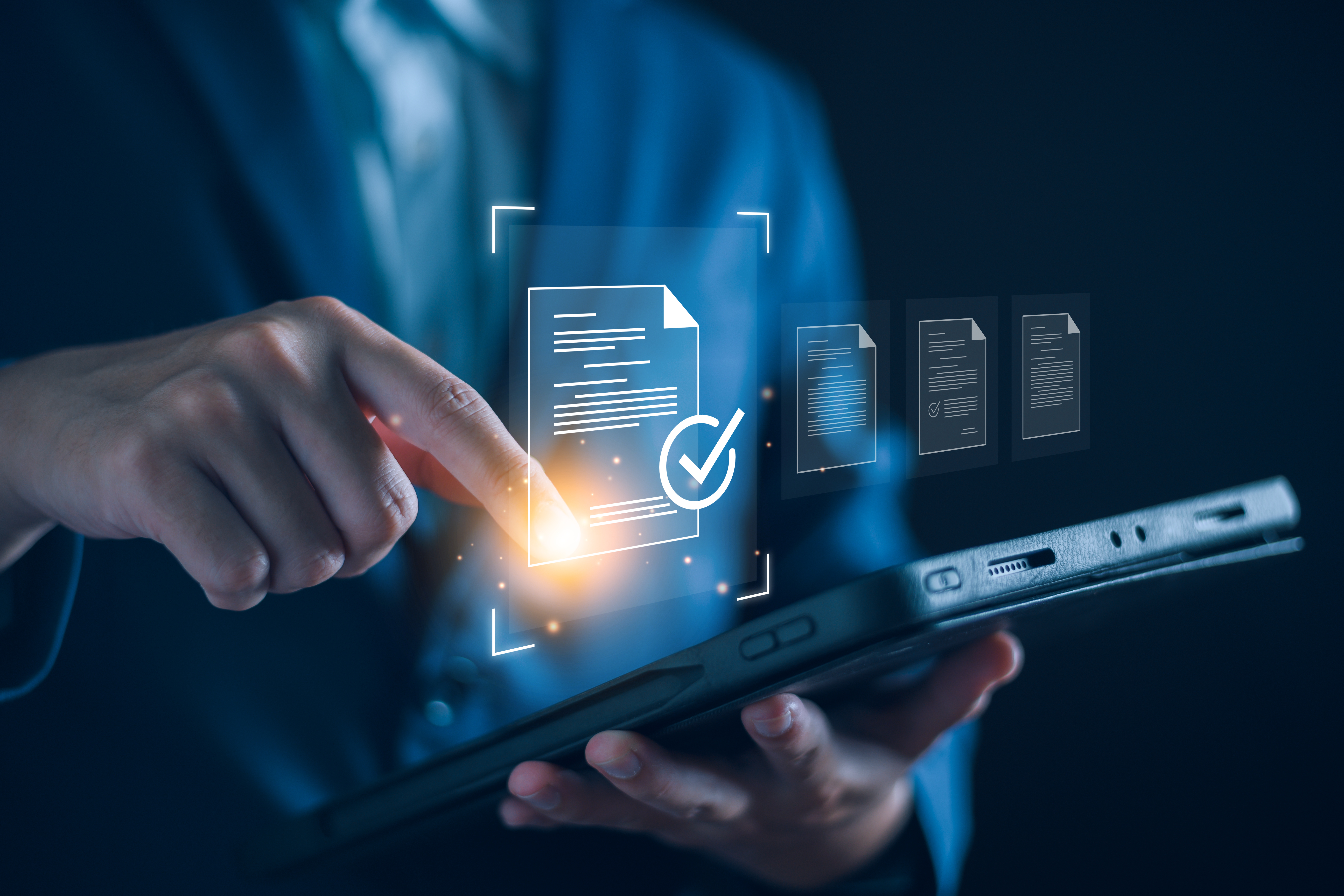 Signing and filing a business document on a tablet